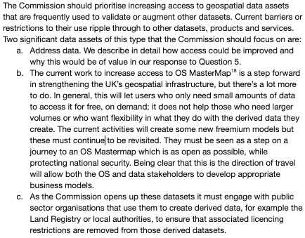 We also responded to the Geospatial Commission's call for evidence to shape the National Geospatial Strategy and highlighted the importance of enabling open access to the datasets people most need in the UK, such as address data. 6/19  https://theodi.org/article/geospatial-data-is-infrastructure-our-response-to-the-uks-national-geospatial-strategy/
