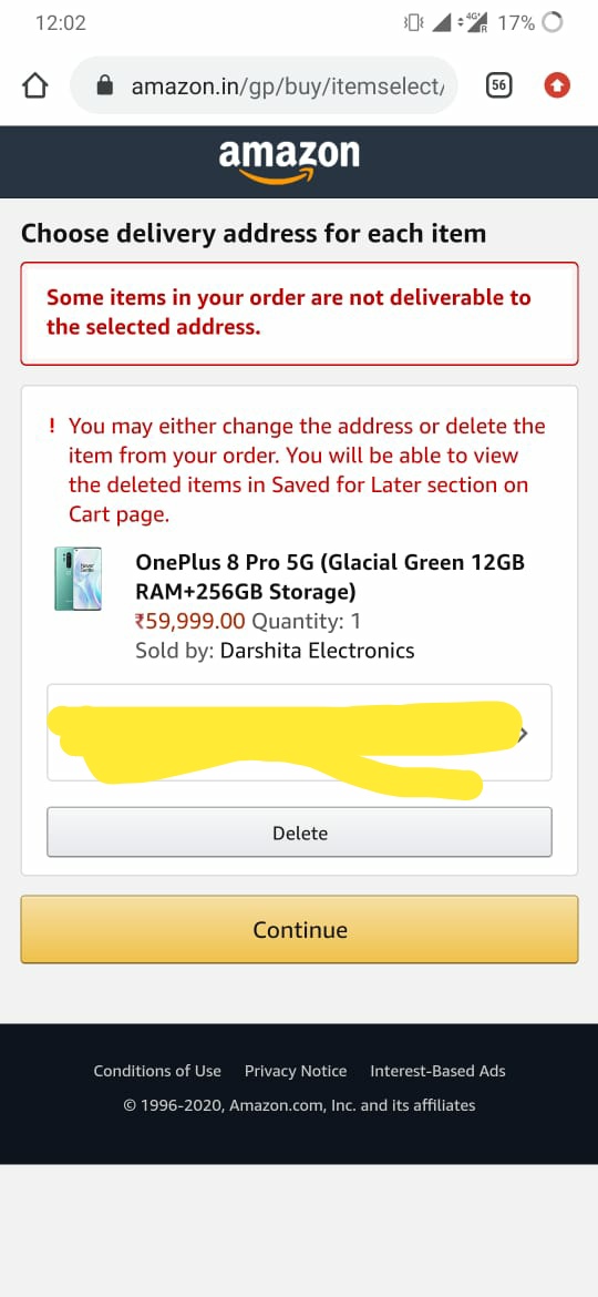 ChhimwealNeeraj's tweet photo. @maverick891 @OnePlus_IN The pincode prior to sale was deliverable and during sale went like this. https://t.co/kztZ4VBq2n