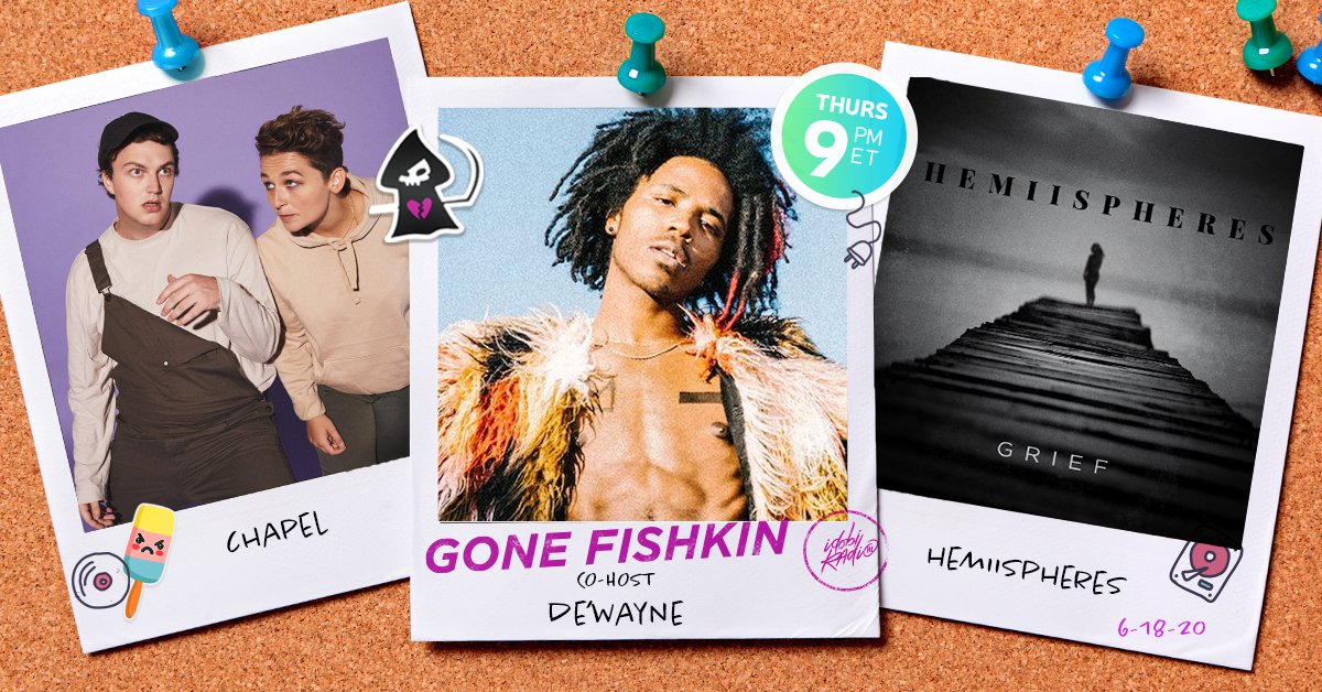 OMG <a href="/GoneFishkin/">Fish</a> is back LIVE this week! <a href="/idewaynejackson/">a. 🔮</a> is co-hosting (he just released 'National Anthem' on <a href="/hopelessrecords/">Hopeless Records</a>) &amp; <a href="/carterhardin/">Carter Hardin</a> of <a href="/ChapelUSA/">CHAPEL</a> &amp; <a href="/hemiispheres/">Hemiispheres</a> are on too

Thursday is gonna be dope
9PM ET / 6PM PT
🤘ido.bi/player