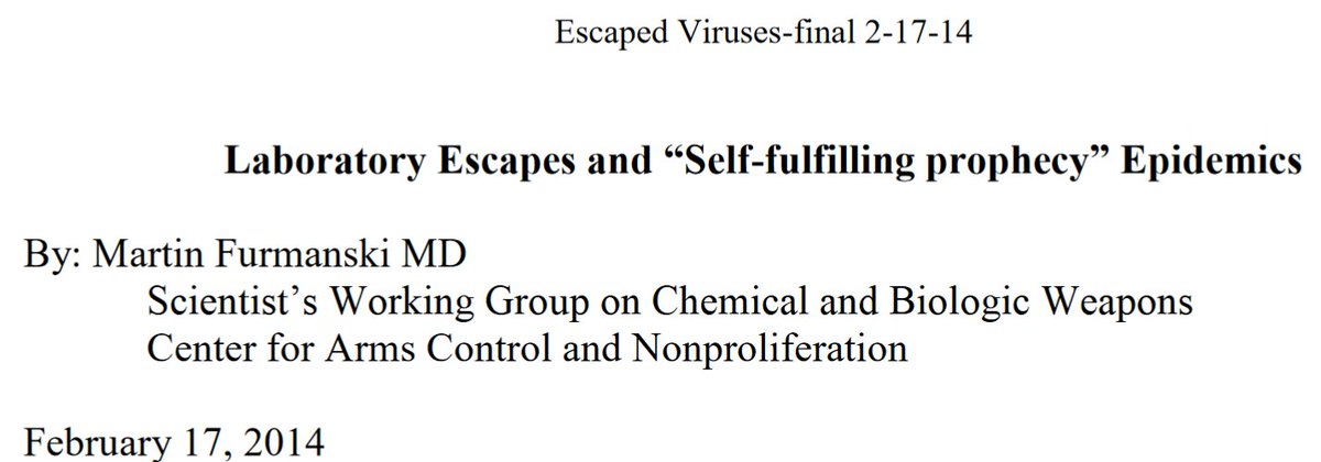 10/n There is one obvious retort to the dismissal of a lab origin as ‘conspiracy theory’ – escape of deadly pathogens from research laboratories is not rare! Nicely detailed here. The original SARS virus leaked from labs on SIX SEPARATE OCCASIONS, including four times in Beijing