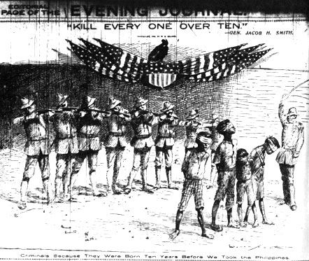 During the occupation of the Philippines, Jacob Hurd Smith ordered the retaliatory killing of thousands of Filipinos after 48 US soldiers were killed in a confrontation. The "punishment" he received from the Council of War was his retirement from office.