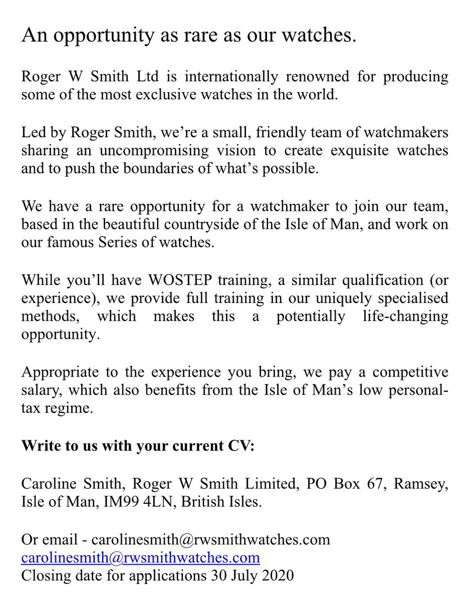 We are looking for Watchmakers!