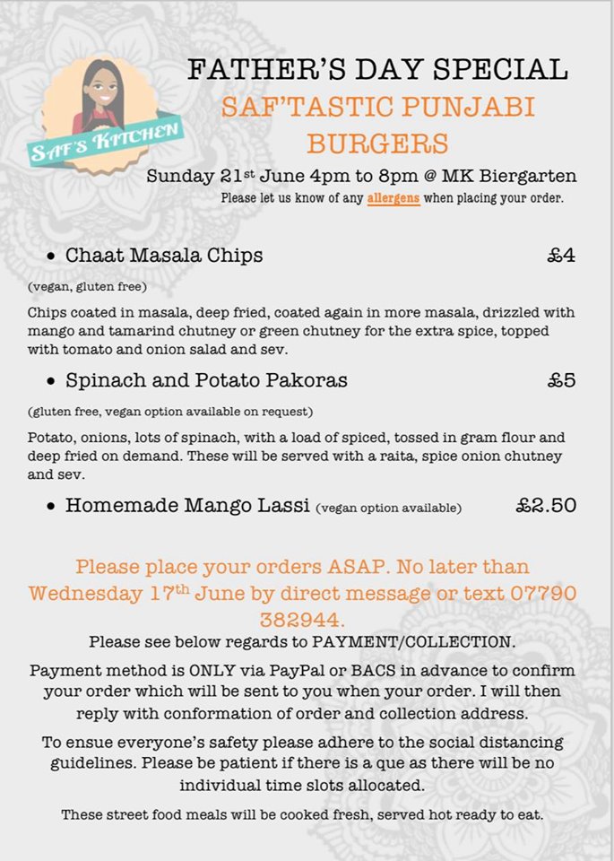 Don't forget it's our <a href="/SafTastic_SK/">Saf's Kitchen</a> Fathers Day pop up at the shop on Sunday from 4-8pm! Saf has been in touch to send us amazing pictures of a new outstanding burger: the “DOUBLE BESHARAM”Burger 🤩 All food is pre-order only, so message her today. The shop will be open. #local