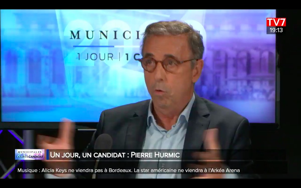 "Je veux une vie politique municipale apaisée, j'ai trop souffert des guerres de tranchées, d'ailleurs je proposerai la présidence de la commission des finances à l'opposition comme signe d'apaisement et de transparence" <a href="/PierreHurmic/">Pierre HURMIC</a>
 #TV7 #Municipales2020 #BordeauxRespire