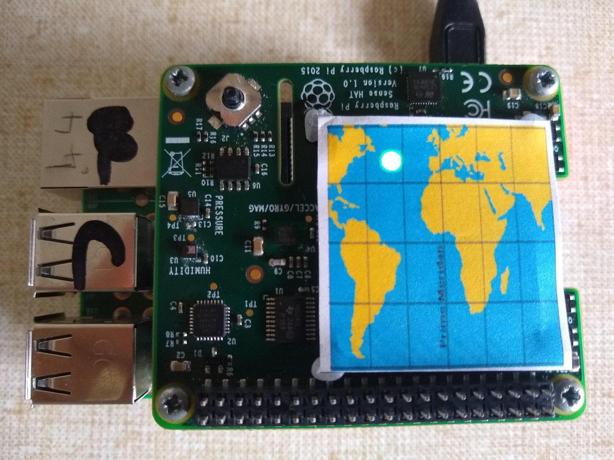 I had a spare  @Raspberry_Pi and sense HAT, left over from the glory days of firing two  @astro_pi's to the space station on a big rocket, so I decided to make the "World's Smallest Real Time ISS Ground Track Map"*. But how, I hear literally none of you say?1/n(*Needs citation)