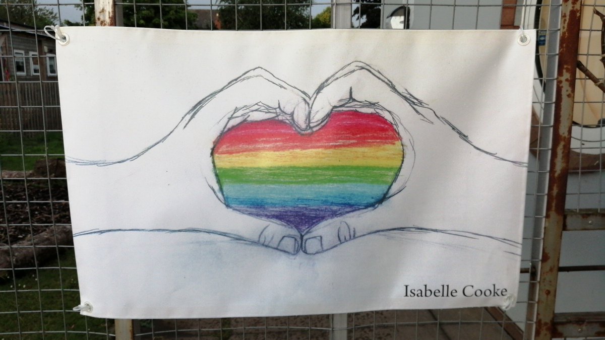 On the gate for all to see as they approach the front entrance of school. So many values contained in this work.