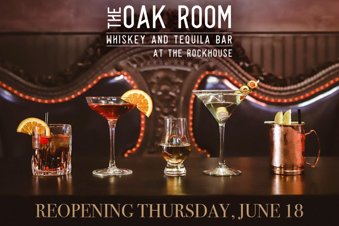 OakRoomLV's tweet photo. We are excited to annouce that we will be reopening along with @RockhouseVegas on Thursday, June 18th at 11AM! 🥃 #OakRoomLV https://t.co/SdB1SDOEcw
