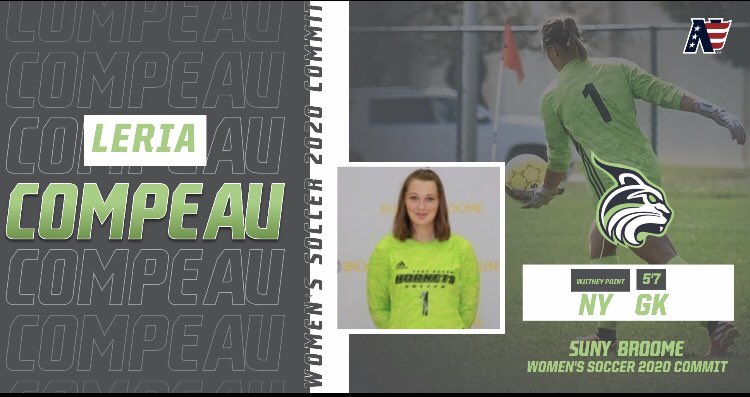 Lesley_WSOC's tweet photo. Another recruit 🚨 !!! We are happy to welcome SUNY Broome transfer goalkeeper Leria Compeau to Lesley!! #lesleysoccer #LUWS https://t.co/NqFrXvHhx6
