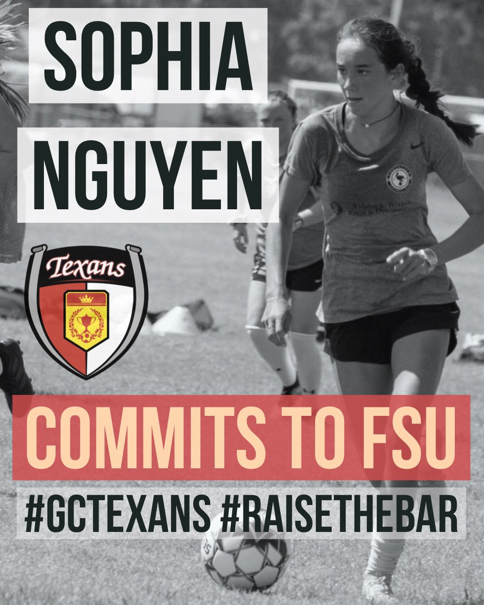 GulfCoastTexans's tweet photo. Congrats to Sophia Nguyen for committing to FSU! The current @pnj_sports POY making a big decision and joining the best! @FSUSoccer #OneTribe #gctexans #raisethebar https://t.co/frLtODGCjQ