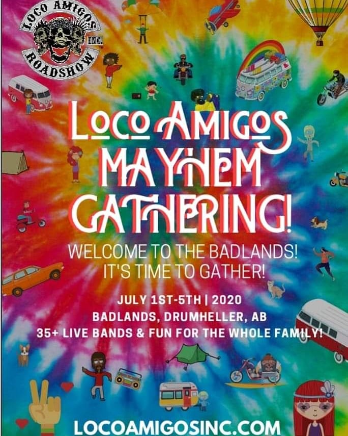 We try again for our first show of 2020!

This Canada Day we will be playing at the Mayhem Music Fest in Drumheller, join us and many of our friends and colleagues for 5 days of music and partying!

#canadaday #drumheller #badlands #mayhem #music #motorcycles #loco #amigos