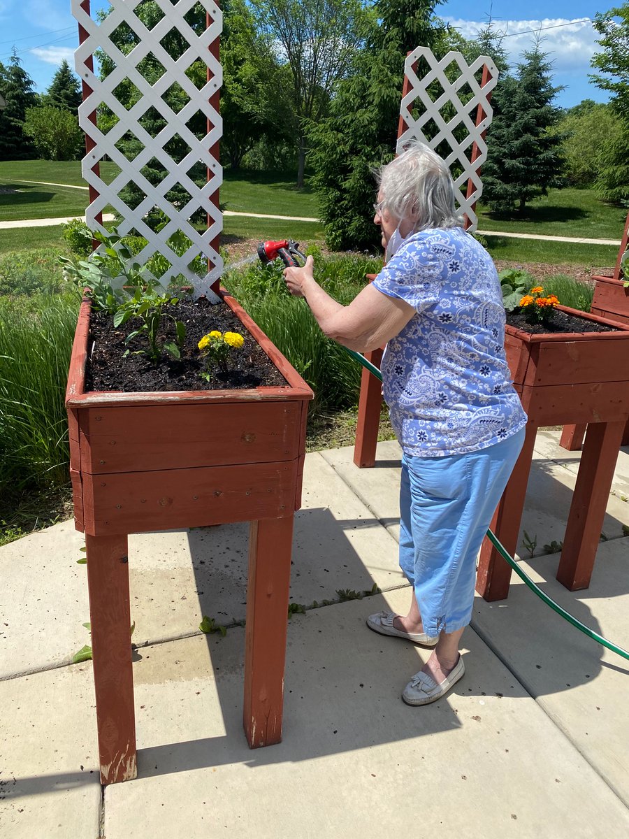 Giving the gardens a good drink. #seniorlivingcommunity #seniorliving #seniorcare #assistedliving #assistedlivingcommunity