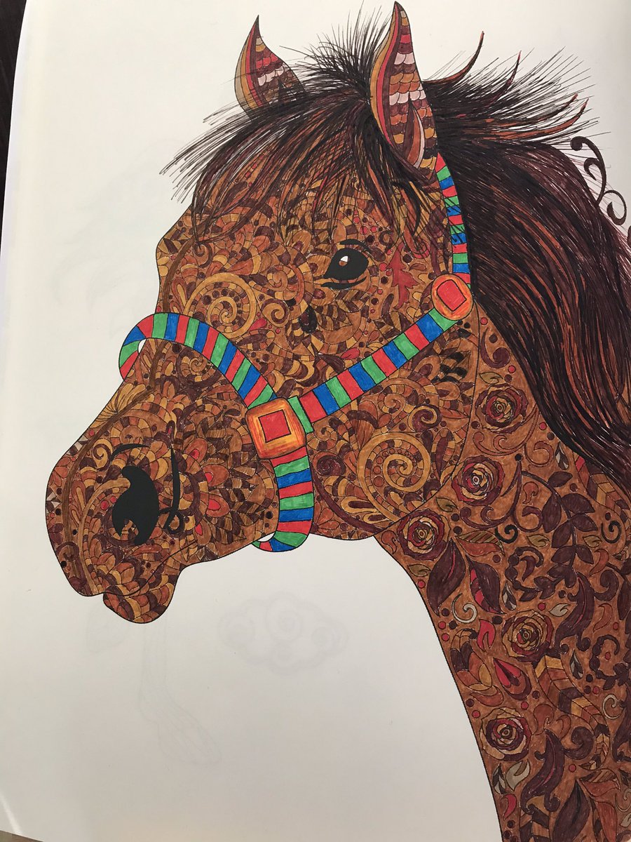 CottageCalm's tweet image. #horse #colour #mindfulness #stabilo #point88 #staedler #triplus #fineliner