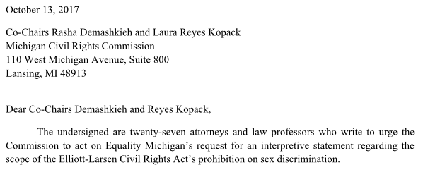 It's also worth reviewing the comments submitted by a number of Michigan lawyers and legal scholars, including  @EliNSavit and  @MarkTottenMI, in support of  @Equality_MI's request:  https://www.scribd.com/document/465777498/Mcrc-Letter-Re-Eqmi-Request-Final 4/18