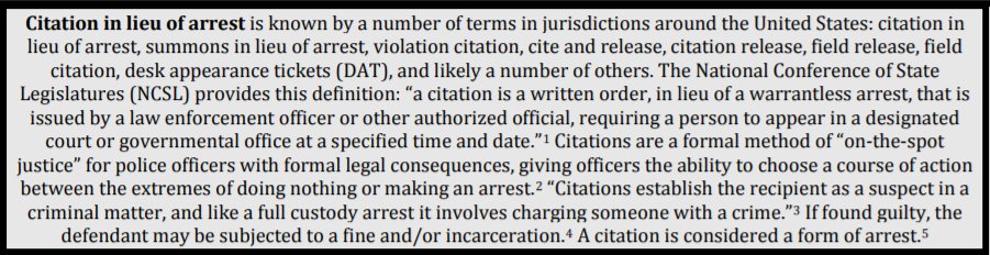 PROBLEM POLICE: Use of ForceAvoidable risk of death during arrest. Vastly reduce discretion of police to make custodial arrests requiring citation in lieu of arrest for most non-violent offenses. See  https://www.bjs.gov/content/pub/pdf/ard0309st.pdf and see  https://www.theiacp.org/sites/default/files/all/c/Citation%20in%20Lieu%20of%20Arrest%20Literature%20Review.pdf