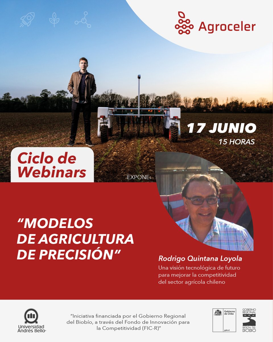 agroceler's tweet photo. Presentamos a nuestro segundo expositor:
RODRIGO QUINTANA LOYOLA
Ingeniero Agrónomo de la UDEC, Magister en Agronegocios de la UBB e Investigador del INIA QUILAMAPU.💪
Los esperamos mañana a las⏰15.00 hrs.
Inscripciones gratuitas👇
https://t.co/FaHwtCjsHz
#webinar #agroceler https://t.co/zNTP45gVE3