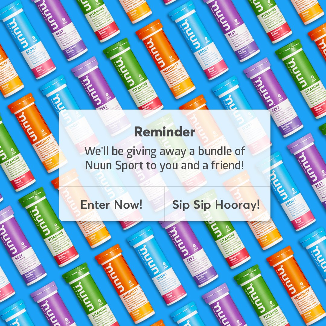 nuunhydration's tweet photo. 🌟 TAG YOU'RE IT! 🌟
Friends don't let friends get dehydrated. Tag a friend that needs to up their hydration game for a chance to win 6 tubes of Nuun: 3 for you + 3 for a friend! How to enter: like this photo and tag a friend! 
Giveaway closes 6/19 at 12AM PST. https://t.co/rDH42vFAGT