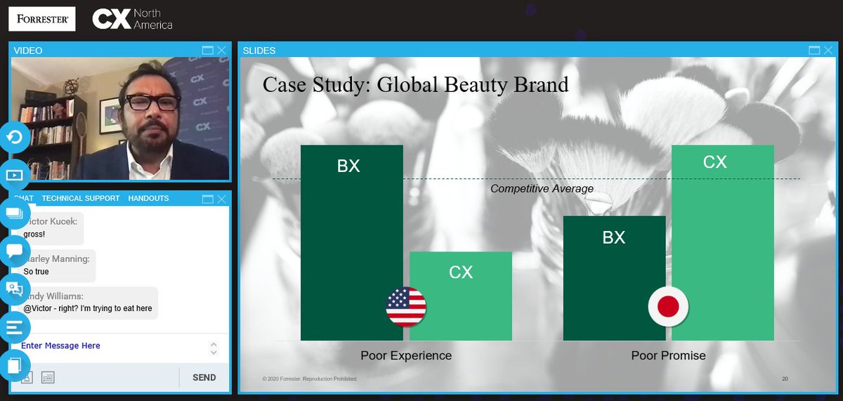 #ForrCX <a href="/dipanjantweet/">Dipanjan Chatterjee</a> breaks down why #brand and #CX have to work together. CX needs to deliver on the promise of a brand, but a poorly done brand promise starves a great CX. #CXNA