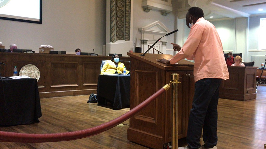 Man speaking now says he’s lost six family members during the pandemic. “The question on the table is whether black lives matter.”