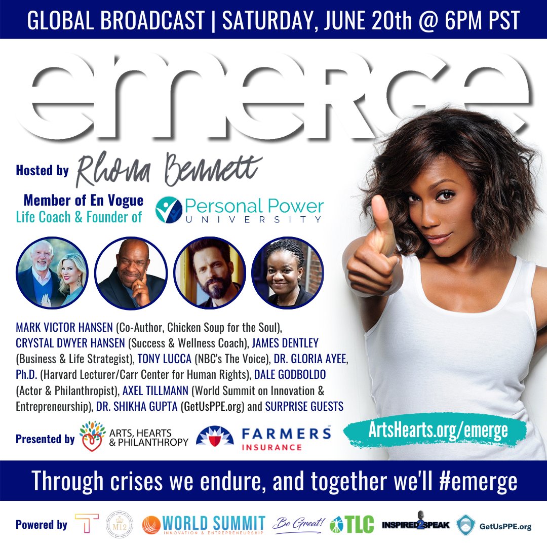 AHPhilanthropy's tweet photo. Join host @missRnB (of #EnVogue) for the free broadcast premiere of #Emerge SATURDAY JUNE 20th with @MarkVHansen @CrystalVision @jamesdentley and more! 

Website: https://t.co/EbrZXyLoQ6

#Inspiration #Motivation #Education #Activation #Awakening #RhonaBennett #AlwaysInTheClub https://t.co/eUR1LeYwbb