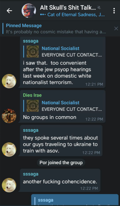 His self-described nanny/"houseslave," who goes by "National Socialist" on Telegram (more on her later) also had herself an even bigger freakout when she found out about Smith's arrest.