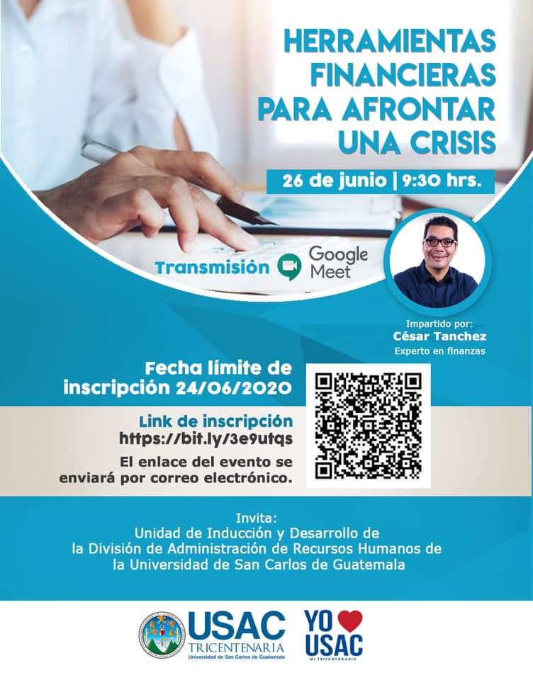 El Señor Rector de la Universidad de San Carlos de Guatemala, M.Sc Ing. Murphy Paiz, invita a todos los trabajadores administrativos a la capacitación sobre el tema "Herramientas Financieras para Afrontar una Crisis"

 Inscripción: bit.ly/3e9utqs