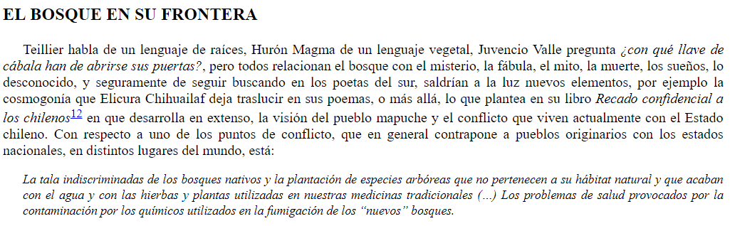 He descubierto al fin parte de la genealogía de Jorge Teiller, uno de mis poetas chilenos favoritos. Hablar de bosques no es algo solo europeo (duh), sino también de una tradición desplazada, presente tanto en la poesía mapuche como rural: