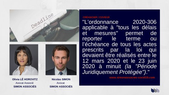 🆕🦠 Retrouvez le dernier article: "Impact du COVID-19 sur le délai d’opposition des créanciers pendant la période d’urgence sanitaire".
👥✍️ Par Olivia Lê Horovitz &amp; Nicolas Simon, du département Fusions Acquisitions.
#créance #crise #covid19

🔸bit.ly/Impact-Covid19…