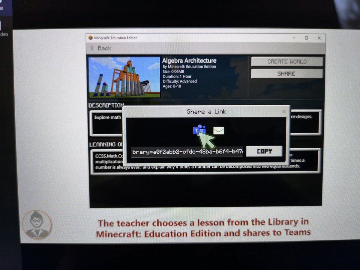 Avond 2 van de MIEE Minecraft seminar. Blij de nieuwe opties te zien, makkelijker delen via Teams. Happy to see the new way of sharing in Teams with one click.  <a href="/PlayCraftLearn/">Minecraft Education</a> #MinecraftEdu