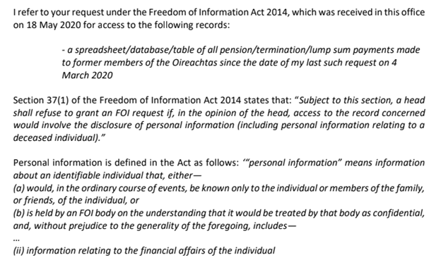 kenfoxe's tweet image. Thread: Do you want to know exactly how much was paid in lump sums, pensions, or termination pay to your former TD or Senator? Well, some bad news – you can no longer find out using Ireland's hopelessly broken Freedom of Information laws:
