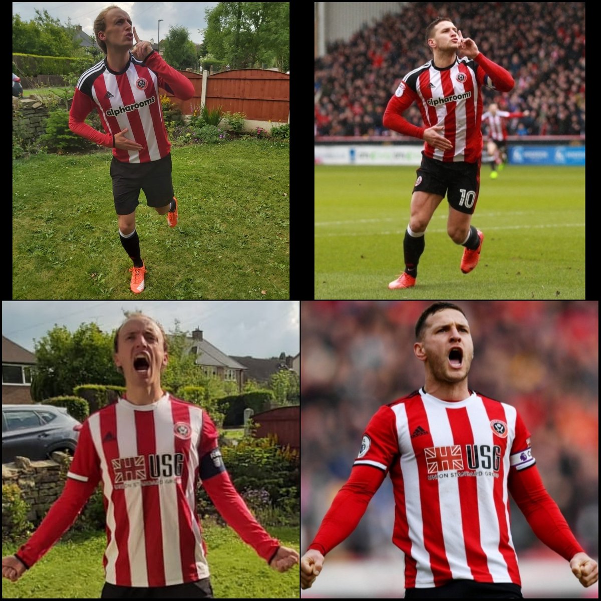 MikeEdwards79's tweet photo. For my #THSStayAtHomeChallenge, I felt it was important to educate the students on what an out and out goalscorer looks like! @SheffieldUnited legend, @billysharp10! Hoping to see one of these celebrations on his return tomorrow night! #FatLadFromSheffield #BillySharpScoresGoals https://t.co/xbtIaWOtoW