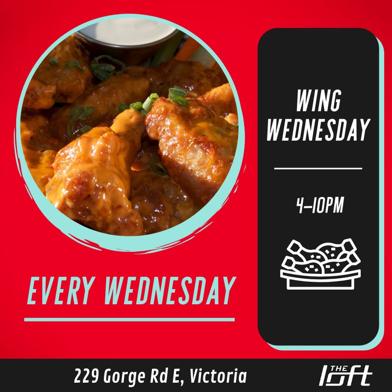 Join us for Wing Wednesday from 4-10pm at The Loft. They are finger licking good!

Wing Flavours: Teriyaki, Arizona Dry, Bold BBQ, Honey Mustard, Hot Death, Dry Garlic, Salt &amp; Pepper, Hot, Honey Garlic, Sweet Thai Chili, Hot Blue, Lemon Pepper… Is your mouth watering yet? 🤤