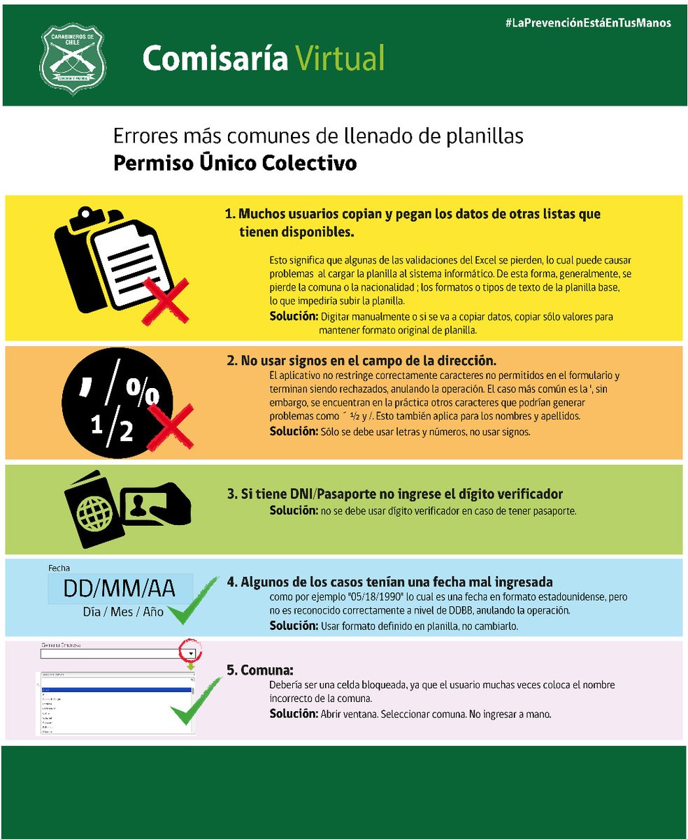 Estos son los errores más comunes al momento de solicitar el Permiso Único Colectivo. Te ayudamos a resolver dudas, para evitar que te retrases al momento de solicitarlo. Recuerda usarlo con responsabilidad. 
#LaPrevenciónEsNuestraEsencia