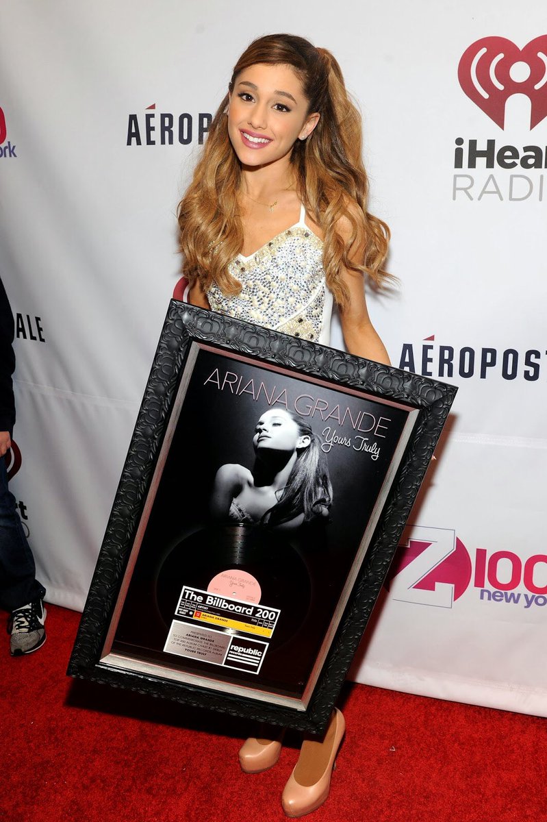 she recorded her first studio album “Yours Truly”, and it was released on August 30, 2013. it debuted at #1 on the US Billboard 200 albums chart, with 138,000 copies sold in its first week.