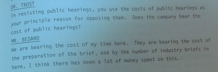 heathergreen21's tweet photo. The sass made me chuckle. (Context: 971 Alberta Public Hearings on surface mining regulation. Trost is chairing the hearing, Bedard is speaking for McIntyre Mines). #envhist #abhist #mininghist https://t.co/6xkAKXTzeM