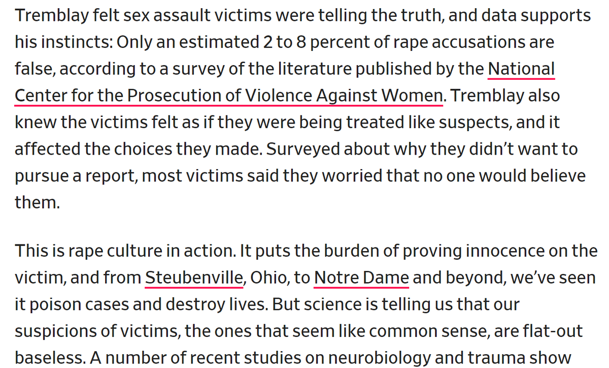 PROBLEM POLICERape accusations rarely false yet infrequently believed.Police training to understand neurological reasons for disbelief. Designate trained & capable agents to interview, not interrogate. Also see solution to Problem 17. See https://slate.com/news-and-politics/2013/06/why-cops-dont-believe-rape-victims-and-how-brain-science-can-solve-the-problem.html