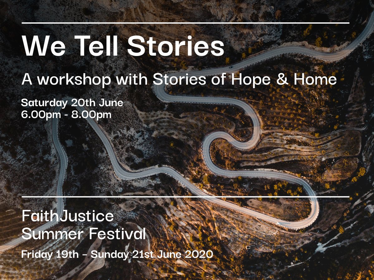 We Tell Stories
A Workshop led by @Stories_of_Home 
Saturday 6pm-8pm

Refugees tells their stories and help us to tell ours.

Sign up now for the FaithJustice Festival faithjustice.org.uk/festival