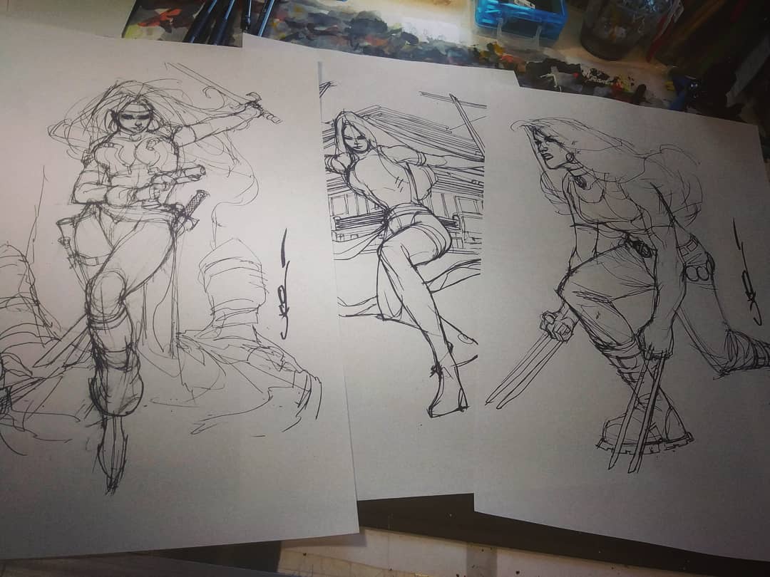Some prelims currently under construction for the final art. #artiste #prelims #art #wip #sketching #thoughtsonpaper #x23 #x23cosplay #redmonika #battlechasers #redmonikacosplay #Psylocke #psylockecosplay #commissions
