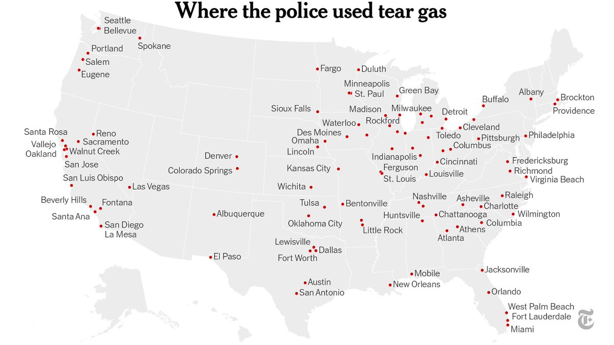 Tear gas has been used across the U.S., from Fargo, North Dakota, to Lakeland, Florida, and dozens of cities in between.Lawmakers are now pushing back on the extensive use of tear gas. Some cities, including Denver, Seattle, Portland and Dallas, have all temporarily banned it.