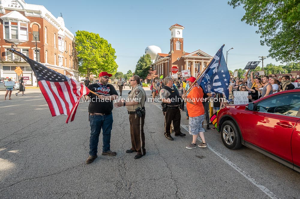 Black Lives Matter rally got several hundred people to Jersey County courthouse on Sunday. Opposing team was a handful of Trump flag wavers. Story and images online now at greatriversmedia.com/171187