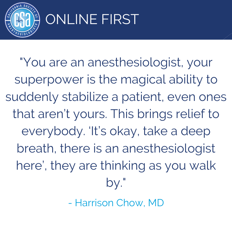 CSAHQ's tweet photo. CSAOF: Dear Graduating Resident Anesthesiologists: Here Are Your 4 Superpowers (in case nobody told you yet). By Harrison Chow, MD. https://t.co/Za4C0ZV0Lj #mycsa https://t.co/UMmQXzr0P8