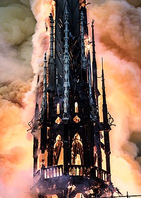 Notre-Dame de Paris burns down. https://en.wikipedia.org/wiki/Notre-Dame_de_Paris https://en.wikipedia.org/wiki/Notre-Dame_de_Paris_fire(I'm making a video)