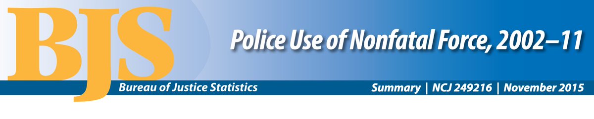 221/ "Among those who had contact with the police, blacks (3.5%) were 2.5 times more likely than whites (1.4%) and 1.7 times more likely than Hispanics (2.1%) to experience the threat or use of nonfatal force."