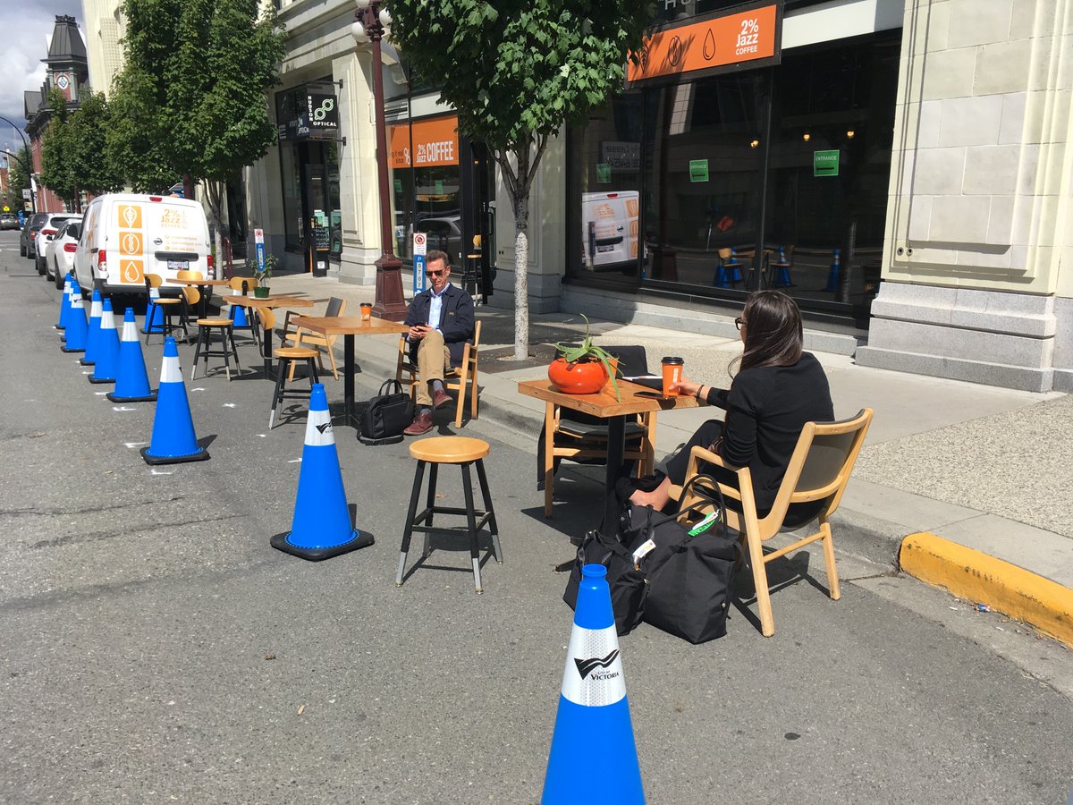 CityOfVictoria's tweet photo. A number of reopening and recovery initiatives are available to local businesses. We’re opening up areas of the public realm to business activity, and providing supplemental capacity outdoors. Learn more about our #BuildBackVictoria initiatives here: https://t.co/jzGsn2oM7I https://t.co/WwhYxS7wRH