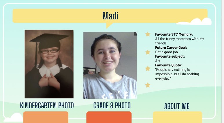STC_Walkerton's tweet photo. Today we celebrate 4 more of our STC Grade 8 Graduates! We hope you enjoy learning more about each of them from the slide they each prepared about themselves! Congratulations Graduates! #STCShines #Graduation2020 @BGCDSB https://t.co/qVguZpwNN0