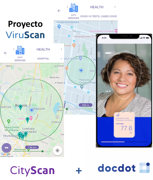 InfoProjects_'s tweet photo. Con nuestro proyecto ViruScan que permite telemedir con precision con un celular, los signos vitales y síntomas de pacientes cuidándose en casa se integran las capacidades de CityScan y DocDot utilizando fotoplestmografía remota e Inteligencia Artificial #LaClaveEsElSoftware https://t.co/qyPAq9CUzx
