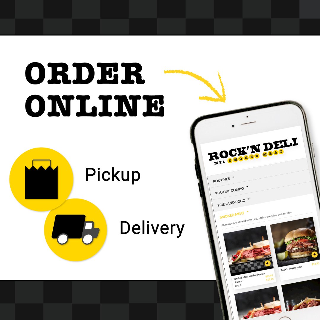 Commandez les mets que vous aimez rapidement et facilement.

ÉCONOMISEZ 2 $ sur les commandes de 15$
ÉCONOMISEZ 5 $ sur les commandes de 20$

Commande en ligne disponible pour emporter:
rockndeli.com/en/online-orde…