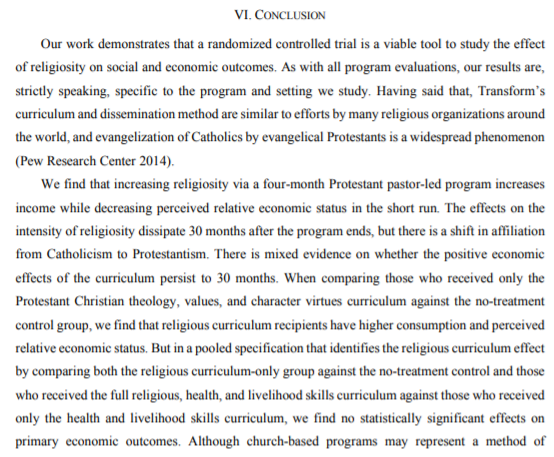 Putting the whole conclusion here for referenceIn terms of its contributions to religious studies it seems like a complete nothing burgerIn terms of its contributions to ethics I'm eager to see it mentioned in IRB trainings of the future as an example of what not to do