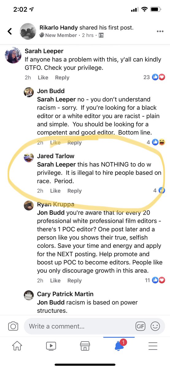 This is Jared Tarlow: he’s an editor at  @shondaland and worked on  @ScandalABC  @GreysABC at  @ABCNetwork and doesn’t understand his privilege at all. Trying to shame and intimidate the editor to remove the post.