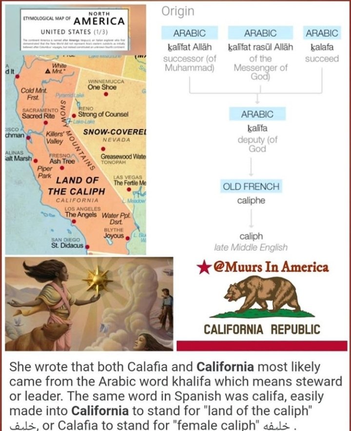 California is even named after a moorish kalif named In History as queen califa. Our society's in america was always matriarchal, because the woman carries the blood line.