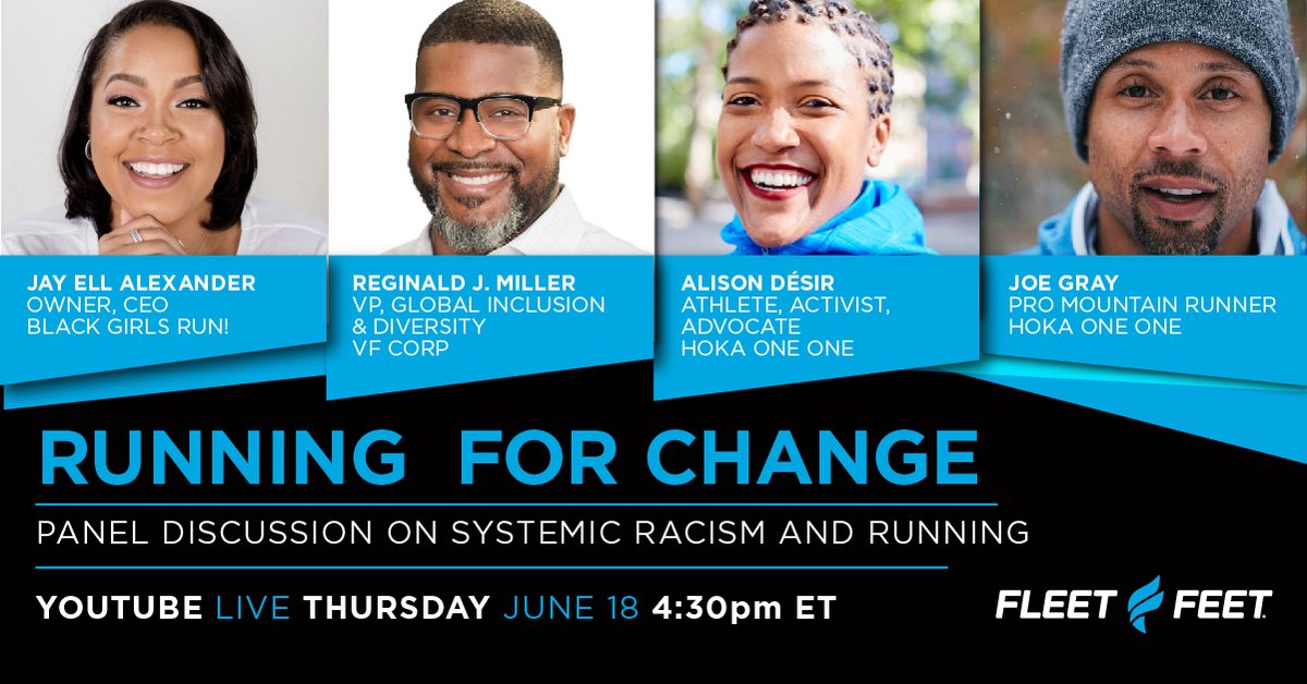 RUNNING FOR CHANGE - Please join us Thurs, June 18 @ 4:30 p.m. ET for a live panel discussion on systemic racism &amp; running w Jay Ell Alexander @jayellealexander Reginald J Miller, Alison Desir @AlisonMDesir Joe Gray <a href="/joegeezi/">Joseph Gray</a>
View here: youtu.be/uFTujPthovE
#TogetherWeMove